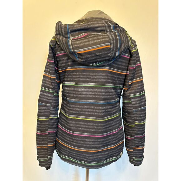 ROXY Ski Winter Coat Gray & Multicolored Stripes Size Medium - Picture 4 of 8